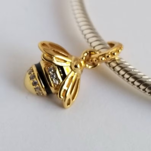 Pandora Sparkling Bee Gold Charm Honey Pendant #66 - Picture 3 of 7